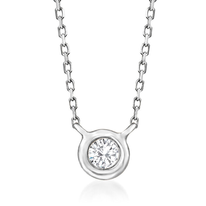 Bezel-Set Diamond-Accented Necklace in 14kt White Gold