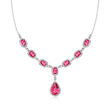 8.30 ct. t.w. Pink Topaz and .38 ct. t.w. Diamond Y-Necklace in Sterling Silver
