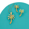 .40 ct. t.w. Peridot And.20 ct. t.w. Citrine Palm Tree Pendant Necklace in 14kt Yellow Gold