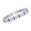 C. 1970 Vintage 3.33 ct. t.w. Diamond and 2.17 ct. t.w. Sapphire Bracelet in 18kt White Gold