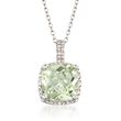 4.00 Carat Prasiolite and .10 ct. t.w. Diamond Pendant Necklace in Sterling Silver