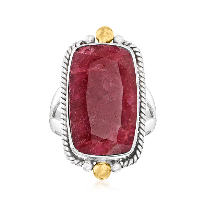 9.50 Carat Ruby Ring in Sterling Silver with 18kt Gold Over Sterling