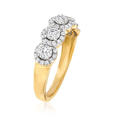 1.00 ct. t.w. Diamond Five-Stone Halo Ring in 14kt Yellow Gold