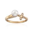Mikimoto 6mm A+ Akoya Pearl Floral Ring with Diamond Accents in 18kt Yellow Gold
