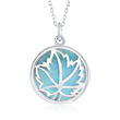 Larimar Leaf Pendant Necklace in Sterling Silver