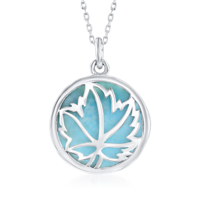 Larimar Leaf Pendant Necklace in Sterling Silver