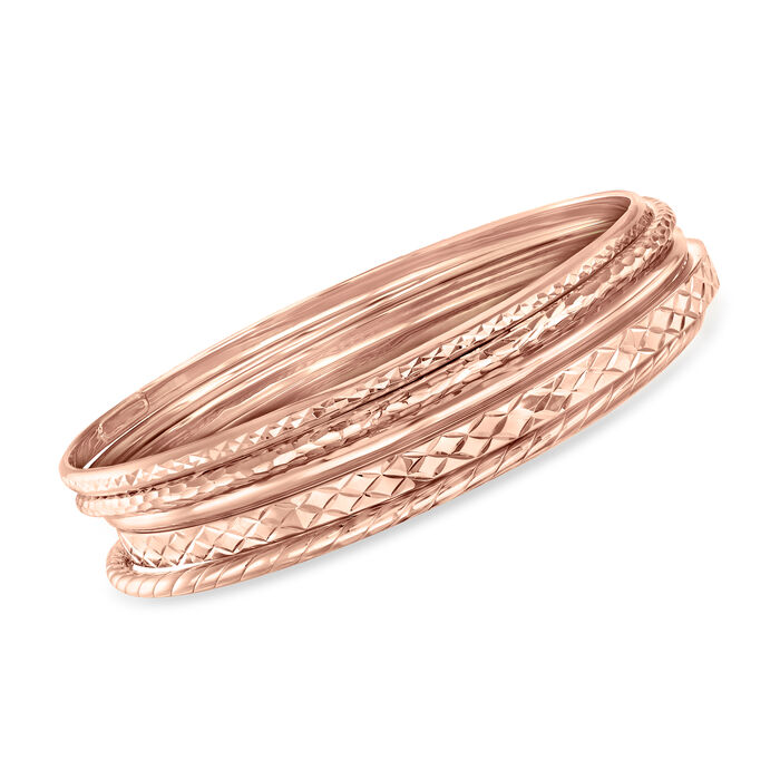 18kt Rose Gold Over Sterling Silver Jewelry Set: Five Bangle Bracelets