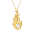 8.5-9mm Cultured Pearl Mermaid Pendant Necklace in 18kt Gold Over Sterling