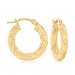 Italian 10kt Yellow Gold Textured Hoop Earrings