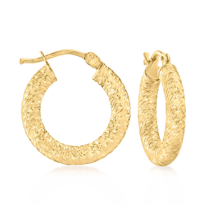 Italian 10kt Yellow Gold Textured Hoop Earrings