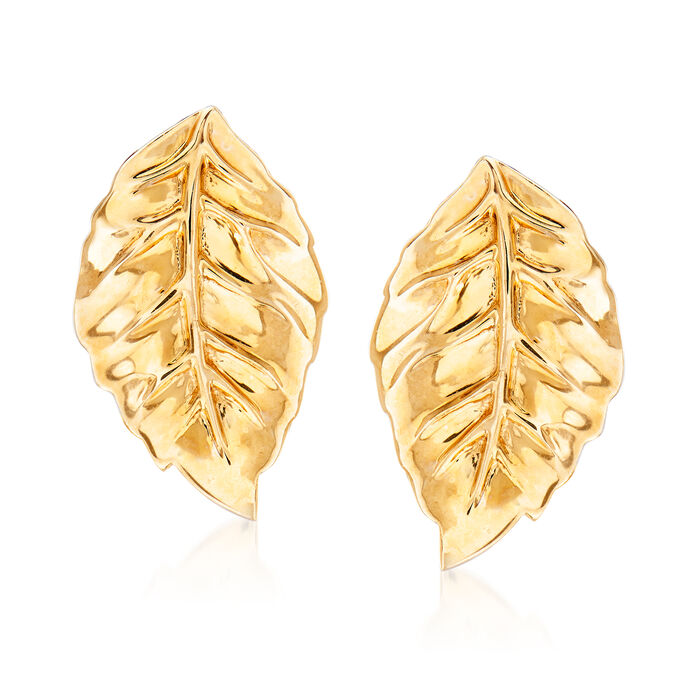 14kt Yellow Gold Leaf Earrings