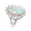 C. 1960 Vintage Opal and 1.75 ct. t.w. Diamond Ring in 14kt White Gold