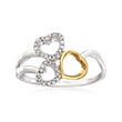 .10 ct. t.w. Diamond Open-Space Heart Ring in Sterling Silver and 14kt Yellow Gold