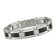 Men's Stainless Steel and Black Carbon Fiber Inlay Bracelet with .12 ct. t.w. CZs 8.5&quot;