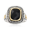 Black Onyx Ring in Sterling Silver and 14kt Yellow Gold
