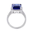 7.60 Carat Simulated Tanzanite Ring with .44 ct. t.w. CZs in Sterling Silver