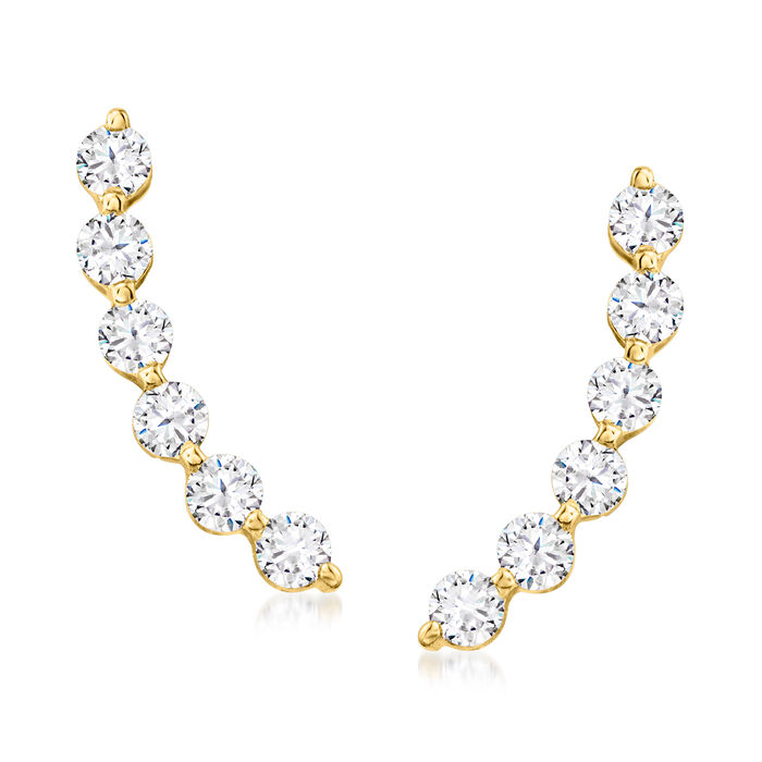 .50 ct. t.w. Diamond Curve Earrings in 18kt Gold Over Sterling