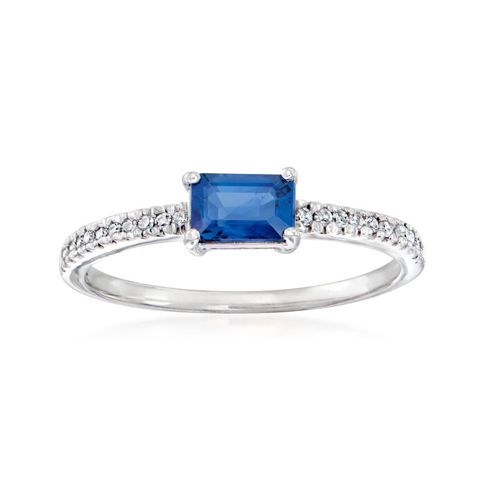 C. 1970 Vintage .70 Carat Sapphire Ring with .15 ct. t.w. Diamonds in 14kt White Gold