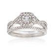 .86 ct. t.w. Diamond Bridal Set: Engagement and Wedding Rings in 14kt White Gold