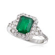 2.10 Carat Emerald and .75 ct. t.w. Diamond Ring in 18kt White Gold