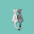 Sterling Silver Over Resin Twin Cat Pin