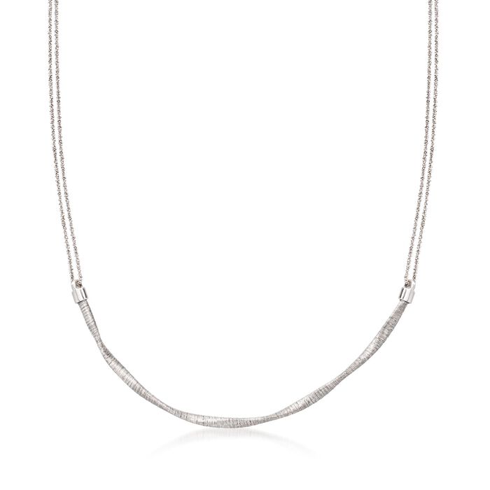Italian Sterling Silver Twisted Double Chain Necklace
