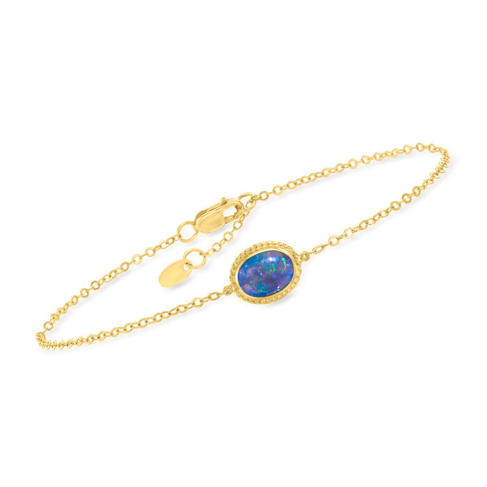 Blue Opal Bracelet in 14kt Yellow Gold