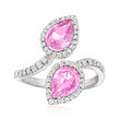 2.40 ct. t.w. Pink Sapphire and .35 ct. t.w. Diamond Bypass Ring in 14kt White Gold