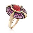 4.60 Carat Garnet and 1.30 ct. t.w. Pink Sapphire Ring in 14kt Yellow Gold