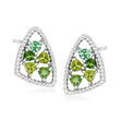 Andrea Candela &quot;Mosaico&quot; .90 ct. t.w. Tonal Green Tourmaline Earrings in Sterling Silver