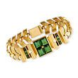 C. 1940 Vintage 14.20 ct. t.w. Green Tourmaline Link Bracelet in 14kt Yellow Gold