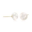 8-9mm Cultured Button Pearl Stud Earrings in 14kt Yellow Gold