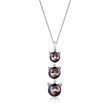 7-9.5mm Black Cultured Pearl Cat Pendant Necklace with Diamond Accents in Sterling Silver