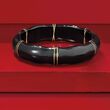 Black Agate Bamboo Bangle Bracelet with 14kt Yellow Gold