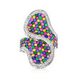 4.70 ct. t.w. Multi-Gemstone and 1.10 ct. t.w. Diamond Bypass Ring in 14kt White Gold