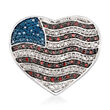 .32 ct. t.w. Red, White and Blue Diamond American Flag Heart Pin in Sterling Silver