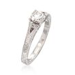 C. 2000 Vintage .75 ct. t.w. Diamond Engraved Ring in 14kt White Gold