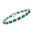 18.00 ct. t.w. Simulated Emerald and .80 ct. t.w. CZ Bracelet in Sterling Silver