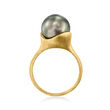 10.5-11mm Gray Cultured Tahitian Pearl Ring in 14kt Yellow Gold