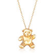 C. 1990 Vintage 14kt Yellow Gold Teddy Bear Pendant Necklace