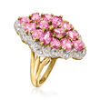 C. 1990 Vintage 3.20 ct. t.w. Pink Sapphire and .16 ct. t.w. Diamond Ring in 10kt Yellow Gold