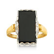 C. 1950 Vintage Black Onyx Ring in 10kt Two-Tone Gold