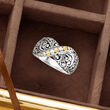 Sterling Silver Bali-Style X Ring with 14kt Yellow Gold