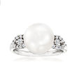 10-10.5mm Cultured Pearl Ring with .25 ct. t.w. Diamonds in 14kt White Gold