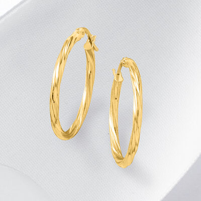 Italian 14kt Yellow Gold Twisted Hoop Earrings