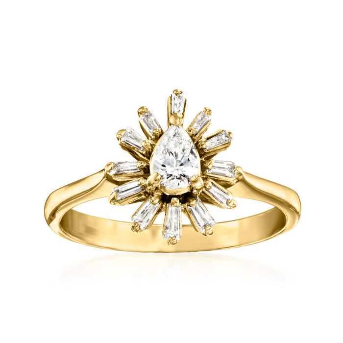 C. 1980 Vintage .50 ct. t.w. Diamond Burst Ring in 14kt Yellow Gold