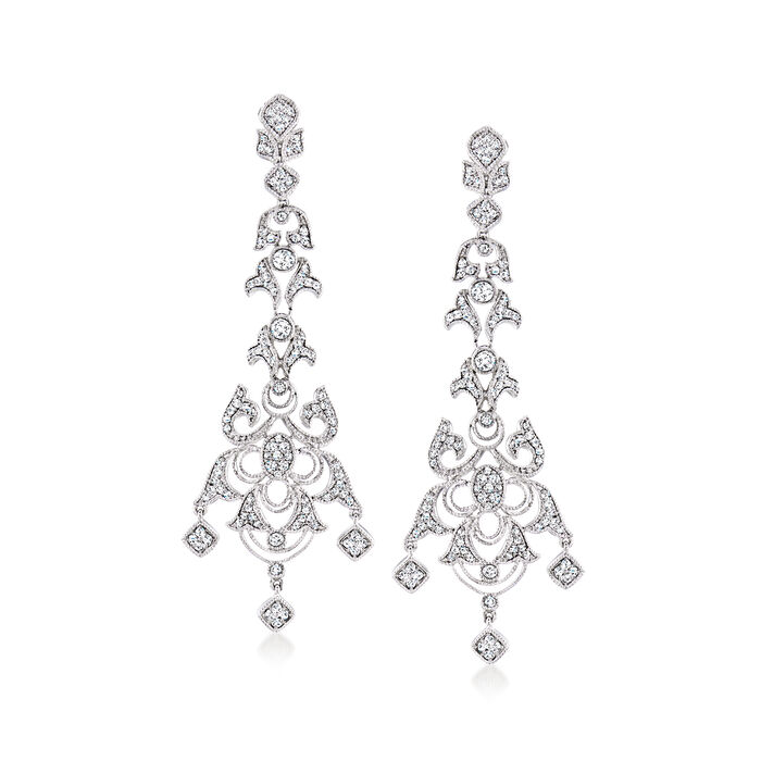 1.50 ct. t.w. Diamond Vintage-Inspired Chandelier Earrings in Sterling Silver