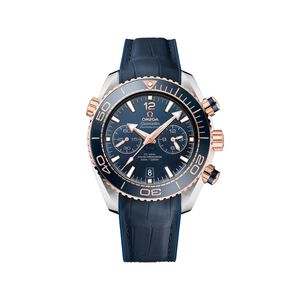 Omega Seamaster Planet Ocean Men's 45.5mm 18kt Rose Gold Watch with Blue Dial and Leather Strap #SMTX14