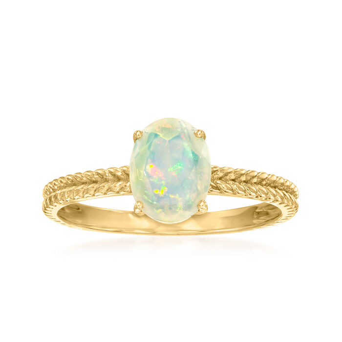 Opal Twisted Ring in 10kt Yellow Gold