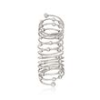Italian Sterling Silver Beaded Coil Knuckle Ring with CZ Accents